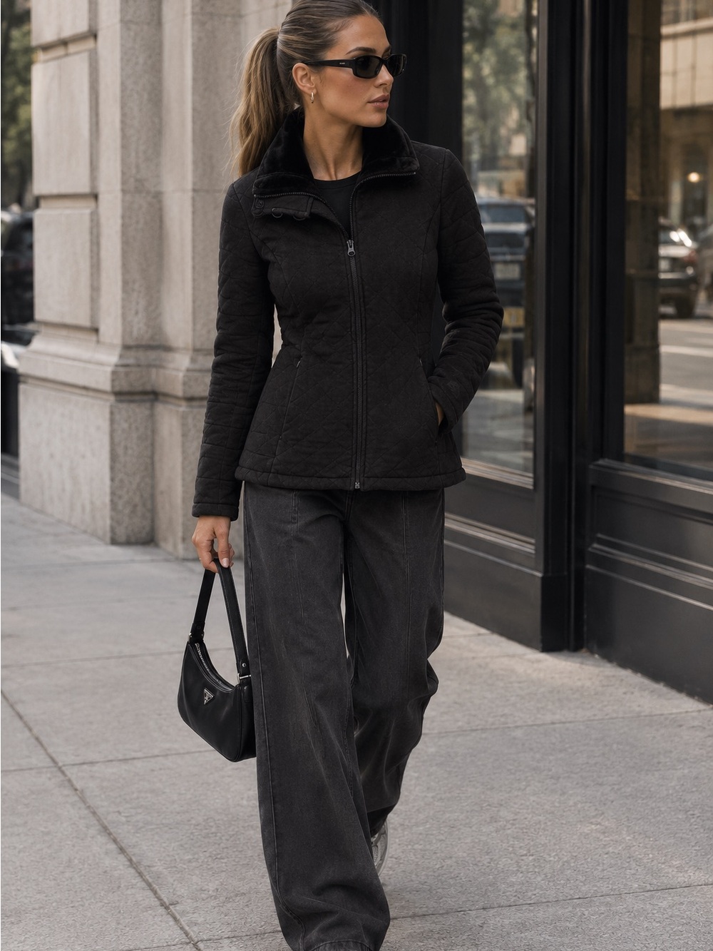 The North Face Caroluna Quilted Fleece Jacket Black XS